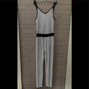 Anthropologie Monteau  striped fleece jumpsuit M